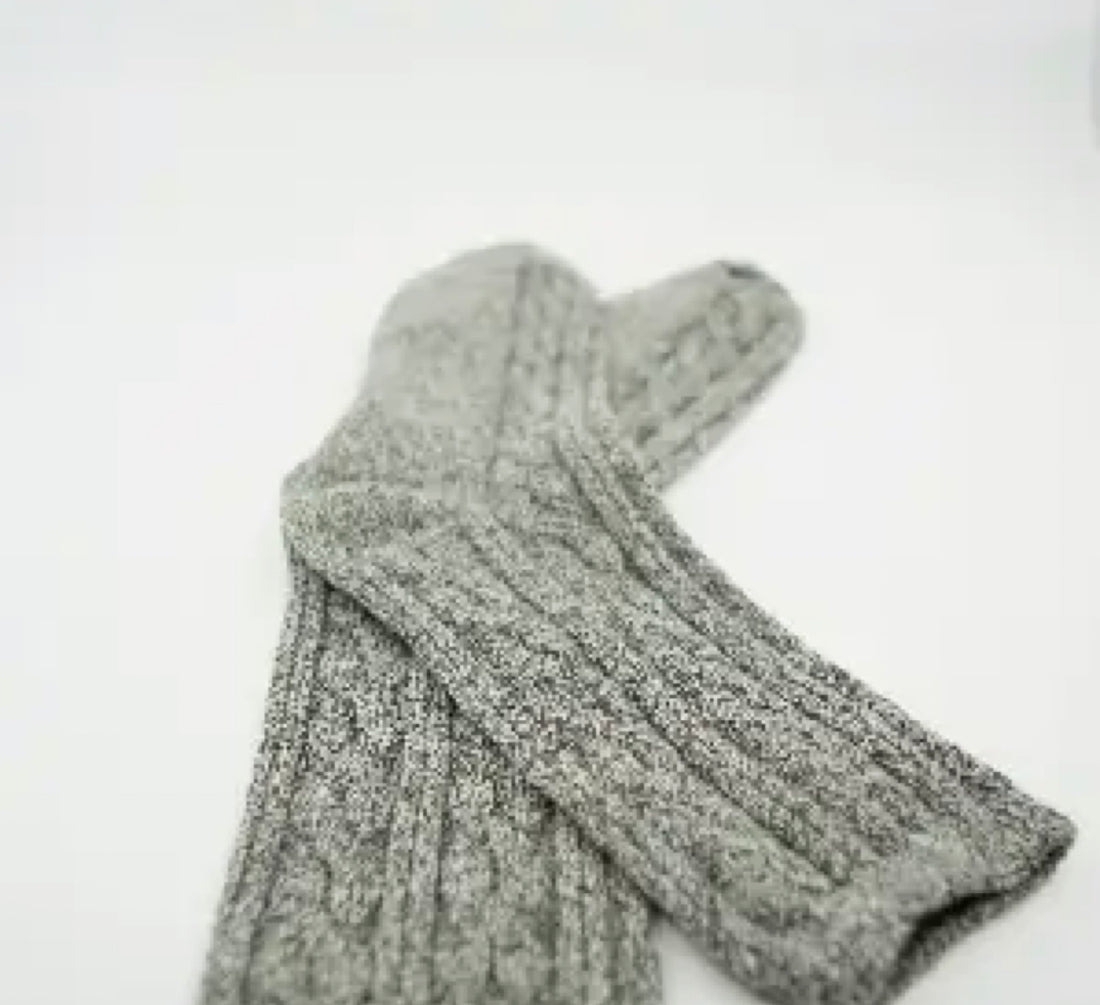 Organic Cotton Dress Socks Mid Calf Unisex Cable Knit Casual