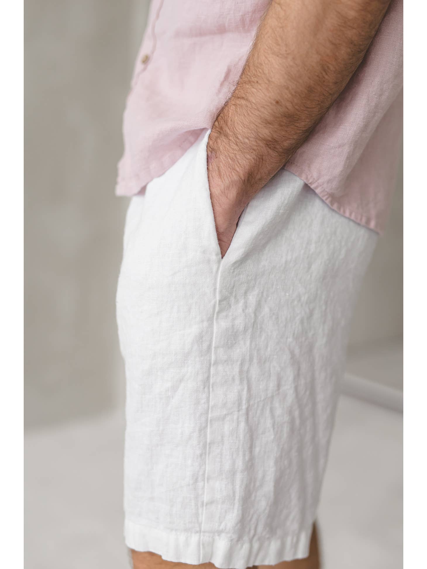 Loose Linen Elastic Waist Shorts For Men