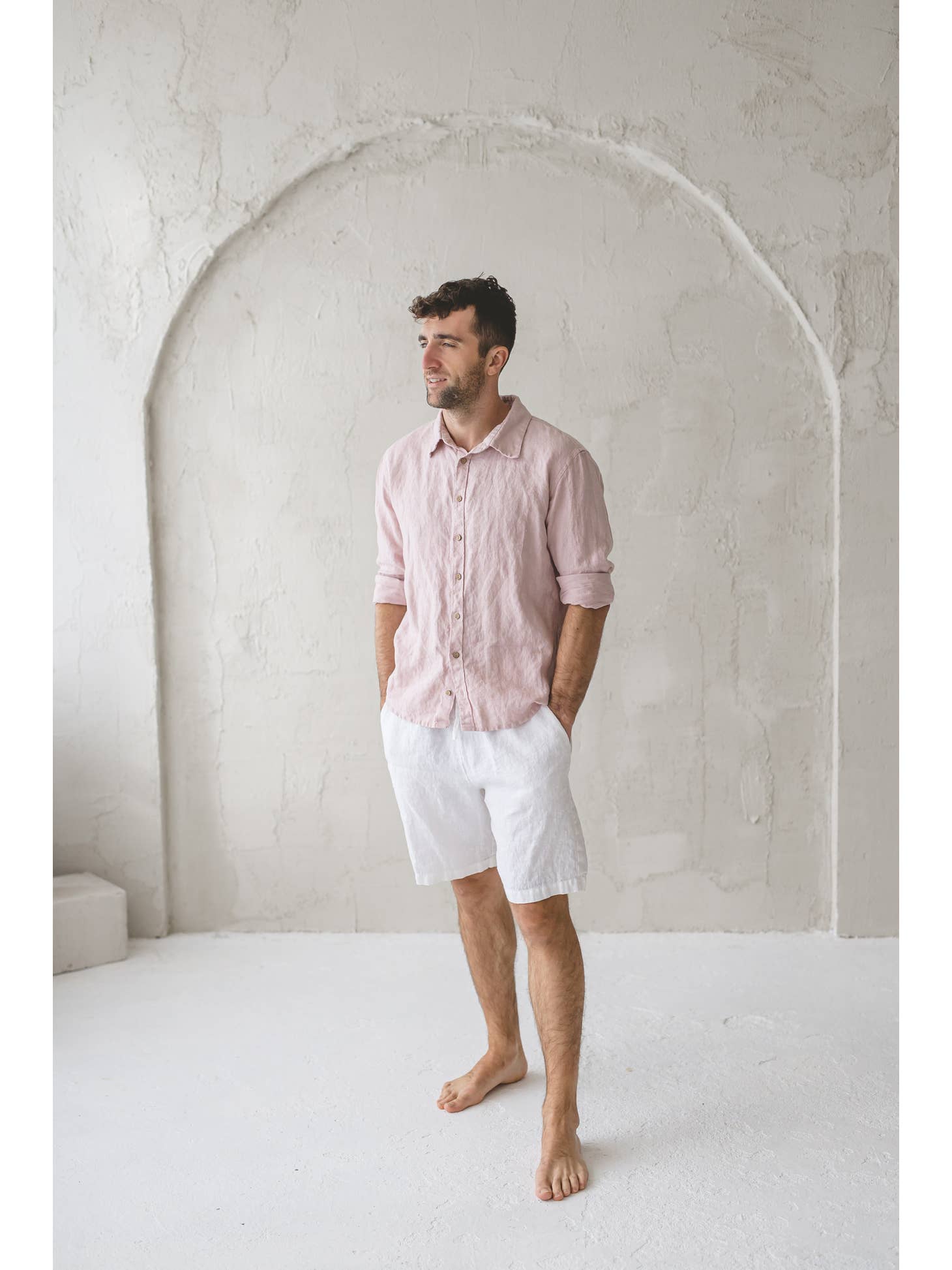 Loose Linen Elastic Waist Shorts For Men