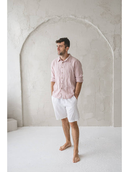 Loose Linen Elastic Waist Shorts For Men