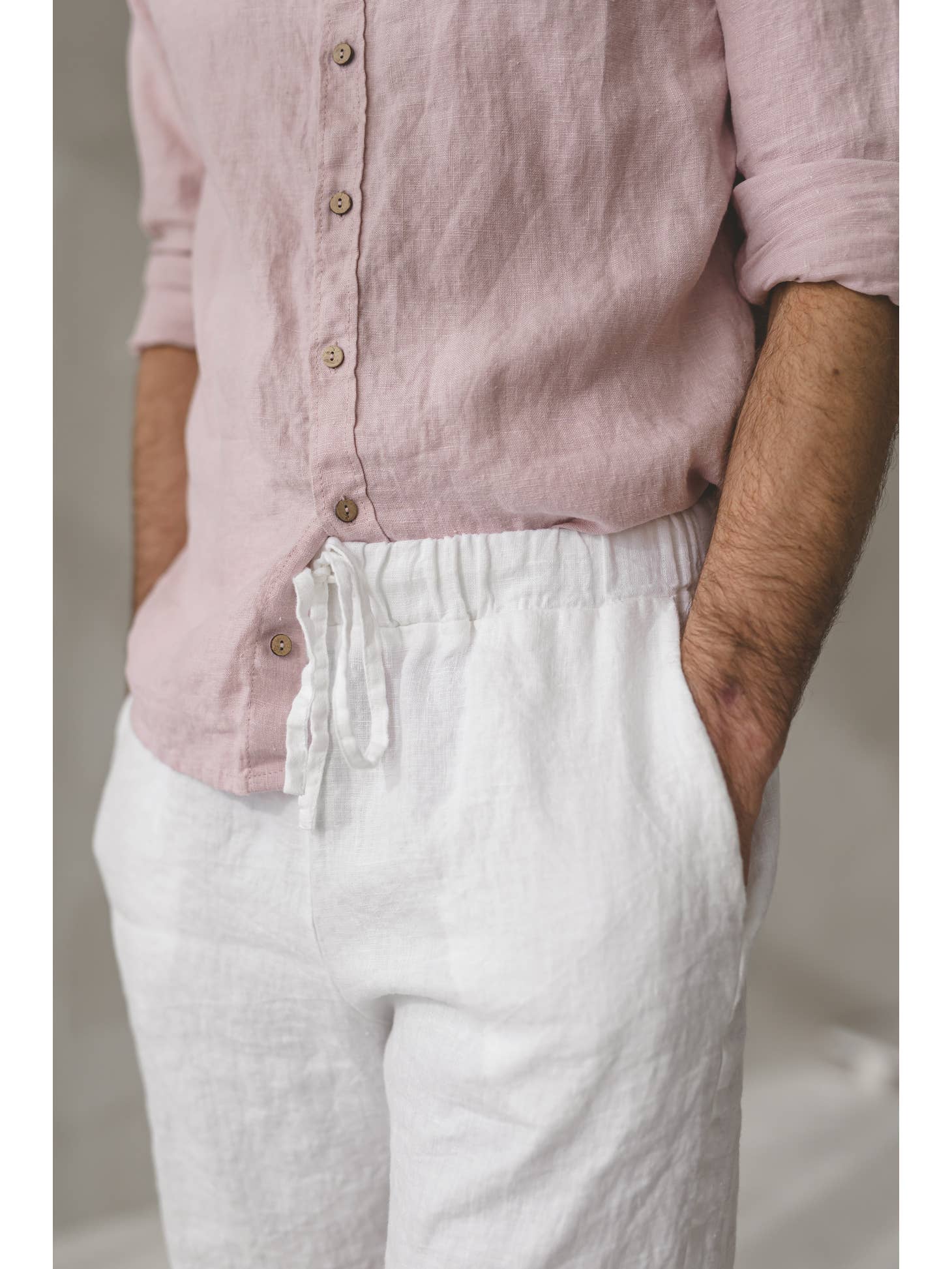 Loose Linen Elastic Waist Shorts For Men