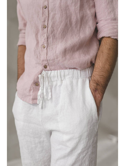 Loose Linen Elastic Waist Shorts For Men