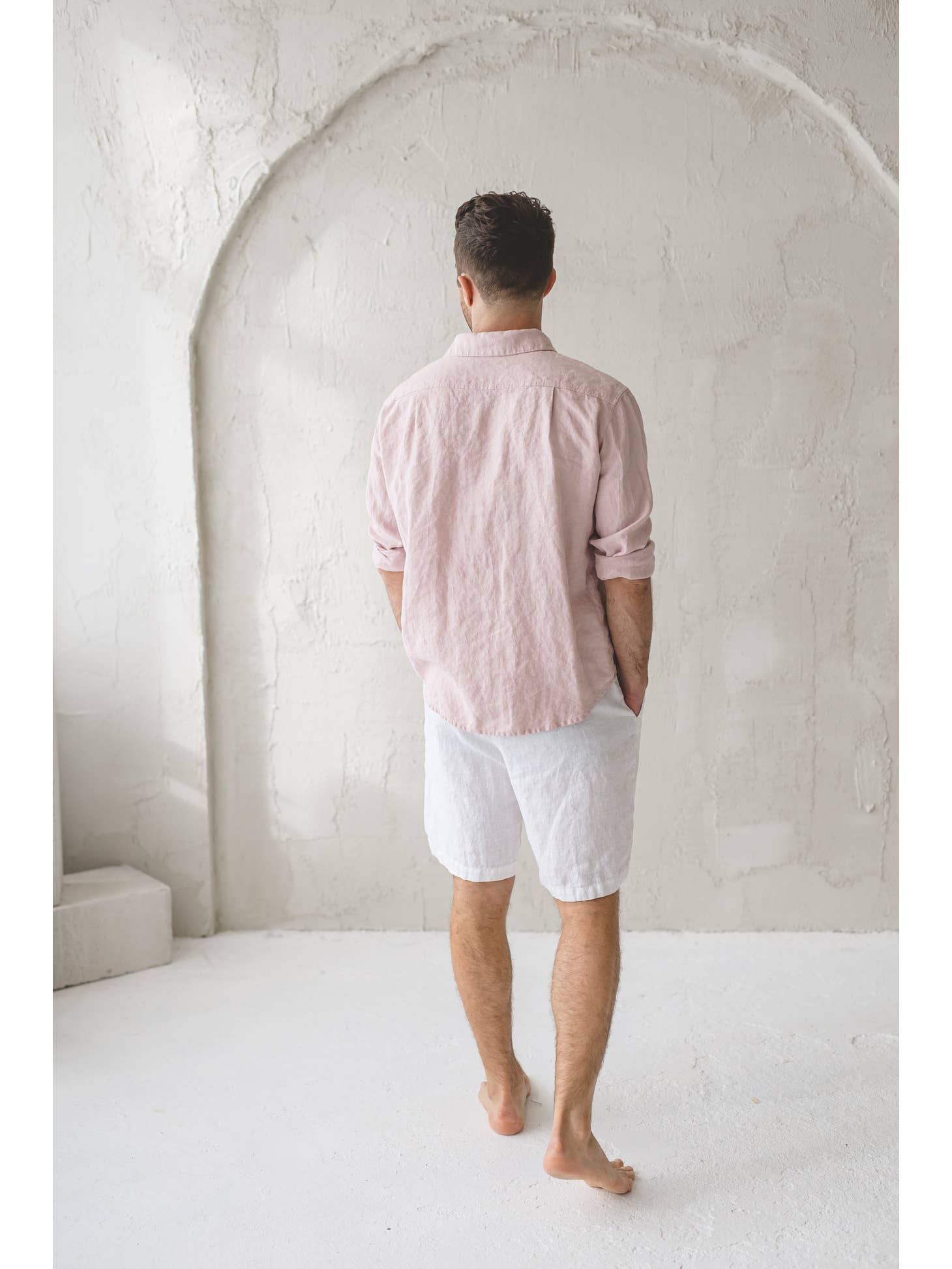 Loose Linen Elastic Waist Shorts For Men